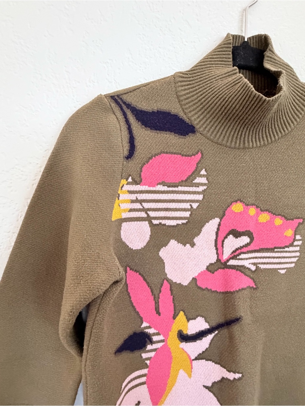Anthropologie Knitted & Knotted Lileas Intarsia Turtleneck Sweater | Size S - Picture 3 of 9